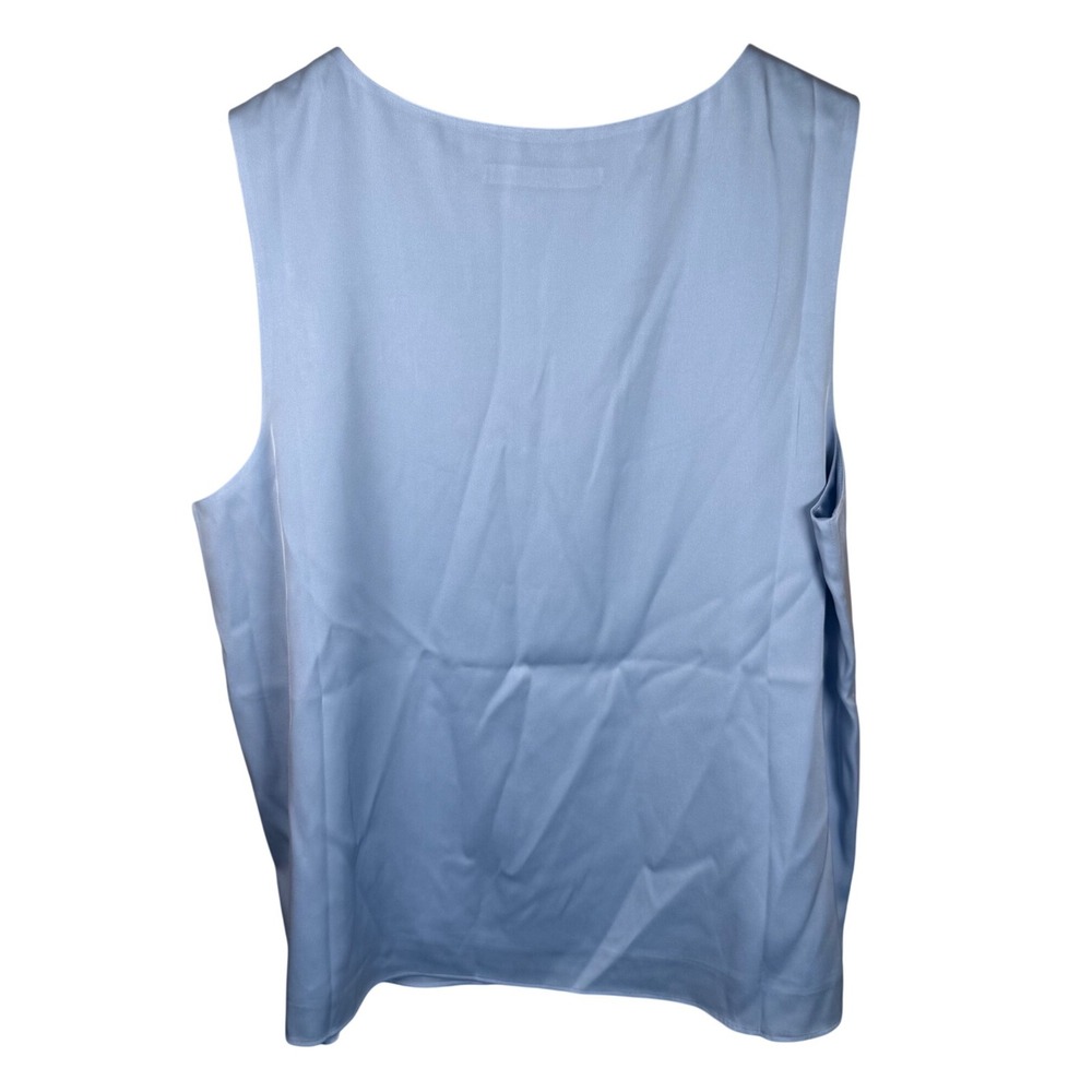 Quince Washable Stretch Silk Tank V-Neck Womens Large Aqua Pearl Capsule Staple - Picture 6 of 6